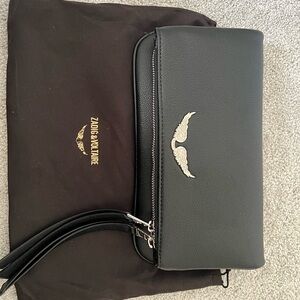 Zadig & Voltaire Black Leather Wallet with Silver Accent